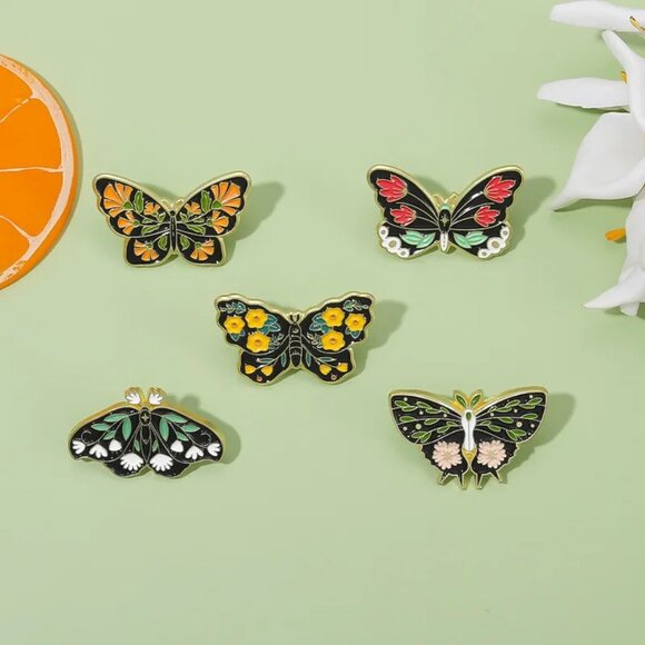 Whimsical Multicolor Butterfly Enamel 5-Piece Pin Set - Brand New! - Picture 8 of 11
